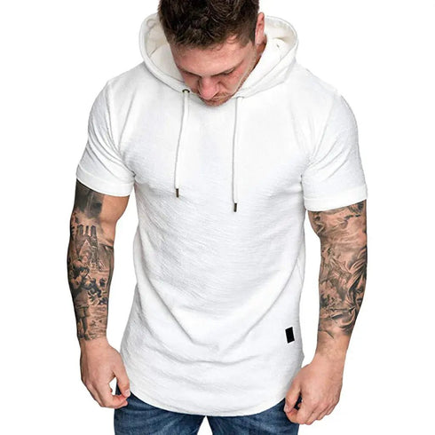 Premium Men’s Short-Sleeve Hoodies: Casual Solid Color Sweatshirts for the Modern Man - Warms Hoodies